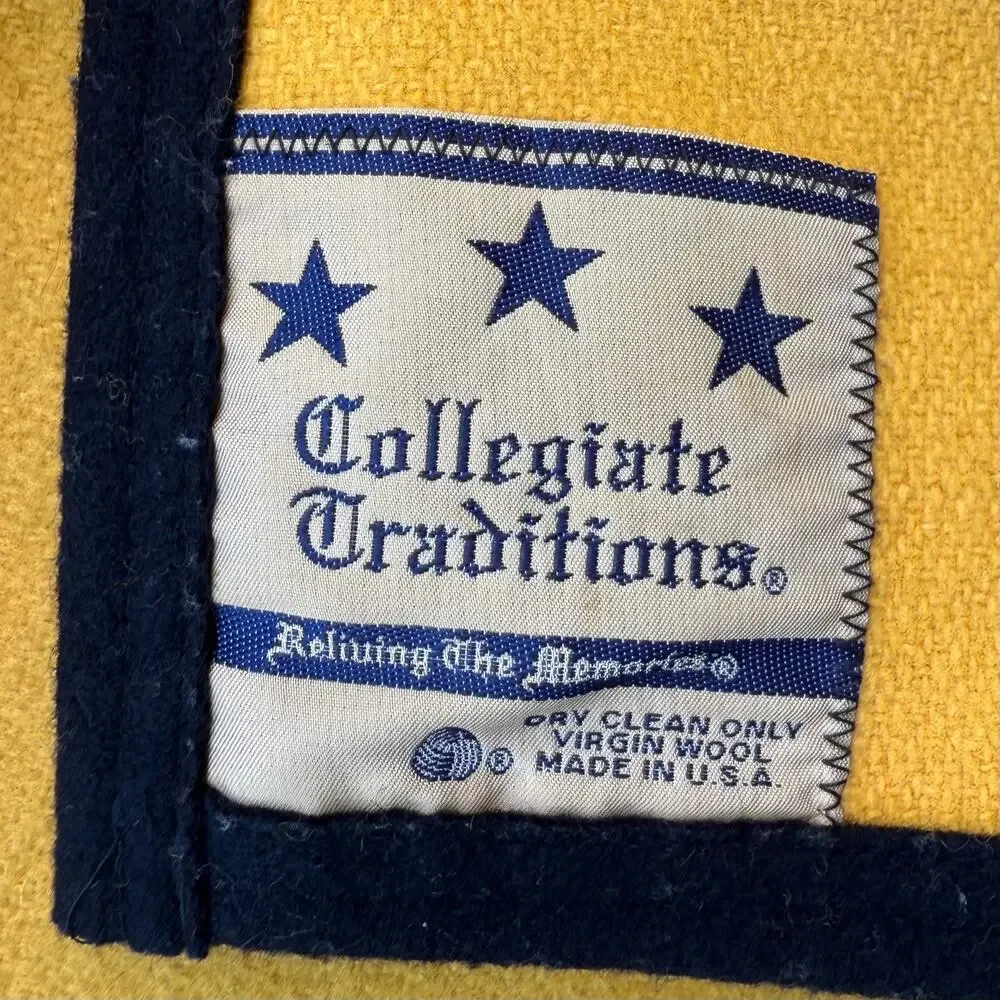 Vintage Collegiate Traditions Army Wool Blanket‎ Yellow Black USA Made 90's